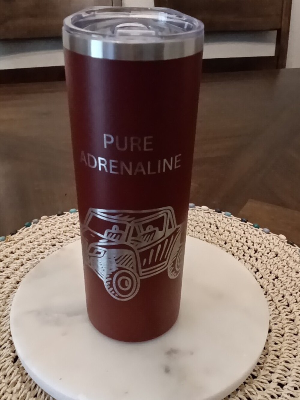 Engraved By Bluemoon Designs Red Insulated Skinny Tumbler W/  Lid. Hot & Cold. - Picture 3 of 7